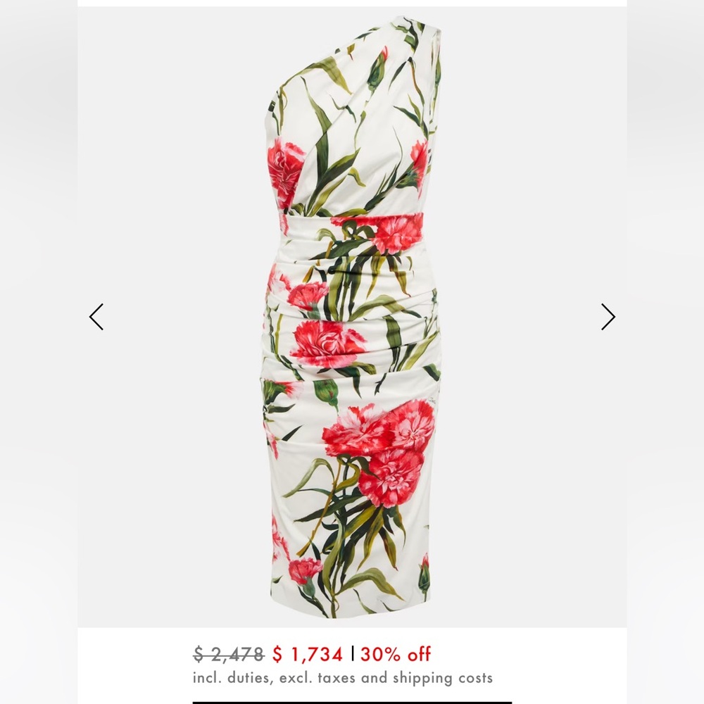 Dolce&Gabbana Floral one-shoulder cotton-blend midi dress